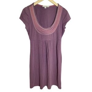 Boden Purple‎ Dress Embroidered Neckline Short Sleeve Casual Size 6P